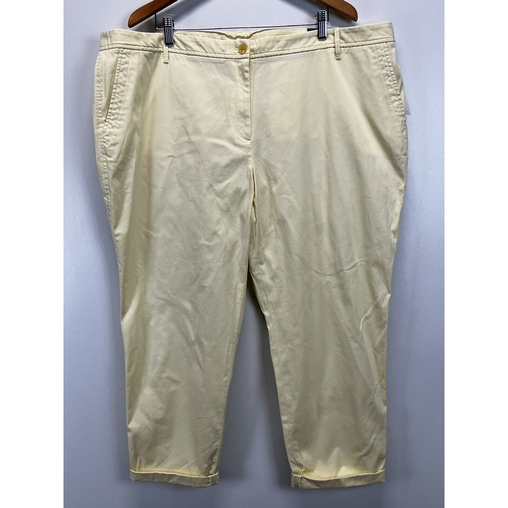 NEW! Talbots Relaxed Chino Pants 22W Plus Yellow Ankle Flat Front Relaxed Leg